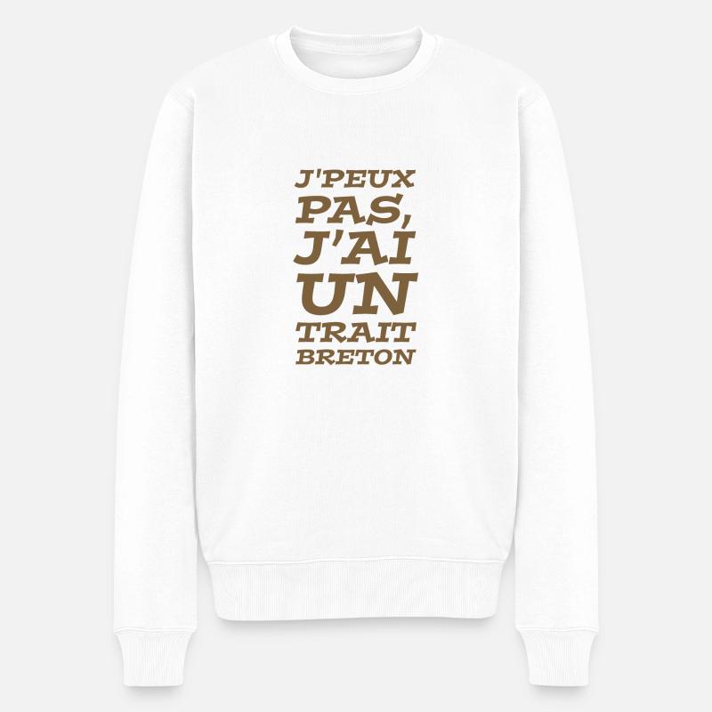 J'peux pas, j'ai un trait breton - Pull Premium bio Homme - blanc