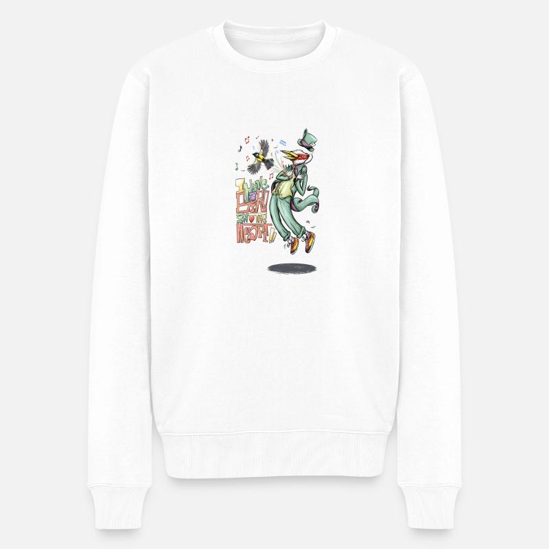 Ein Vogel im Herzen - Männer Premium Bio Pullover - Weiß
