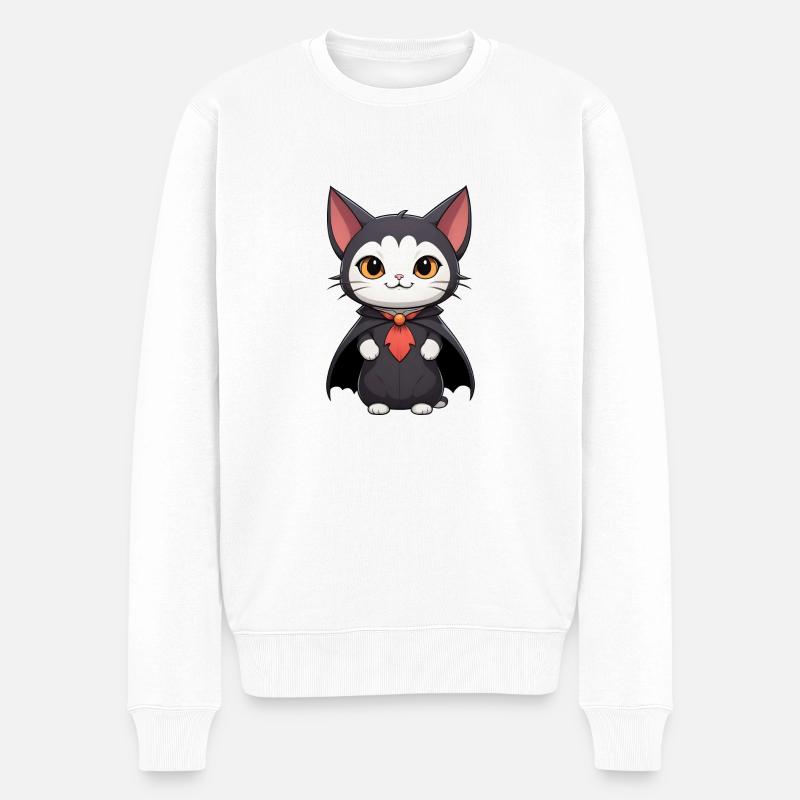 Halloween Chat vampire - Pull Premium bio Homme - blanc