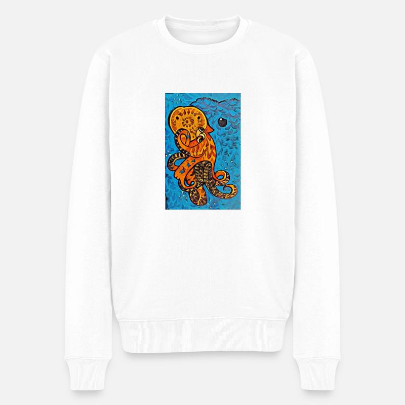 Krake, selbst gezeichnet - Männer Premium Bio Pullover - Weiß