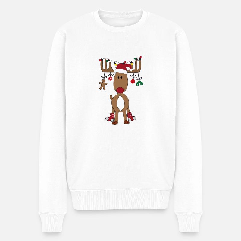 Noël avec des rennes - Pull Premium bio Homme - blanc