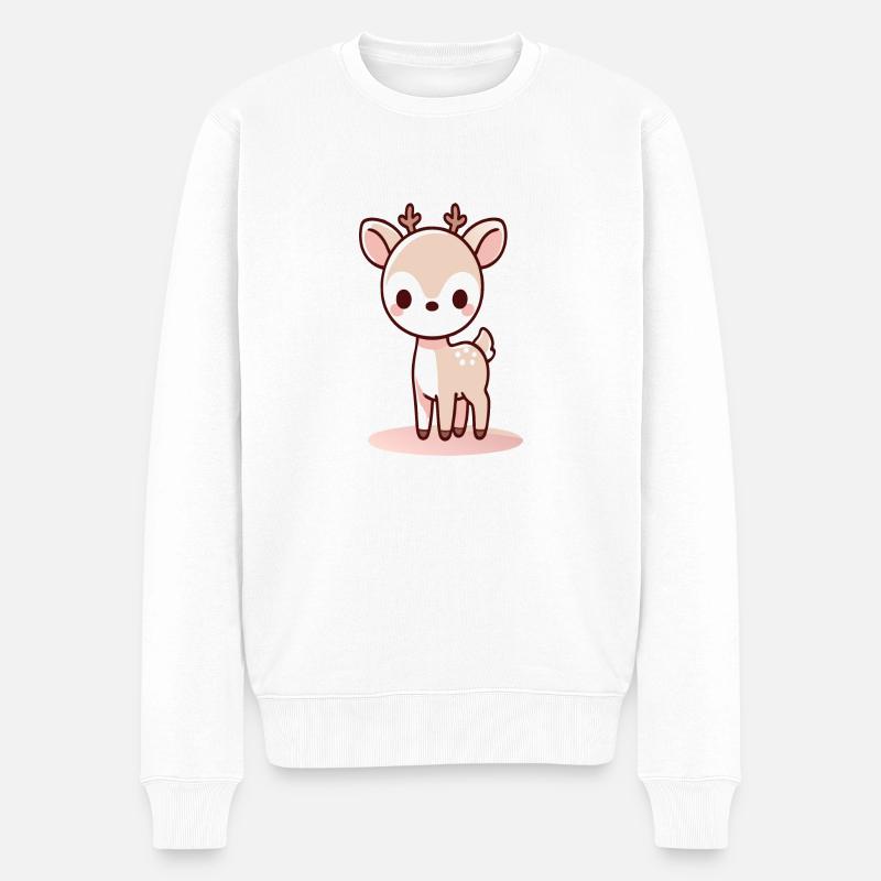 Reh - Männer Premium Bio Pullover - Weiß