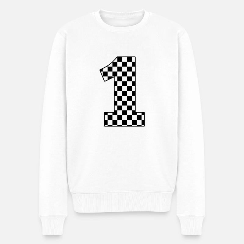 Nummer 1 kariert - Männer Premium Bio Pullover - Weiß