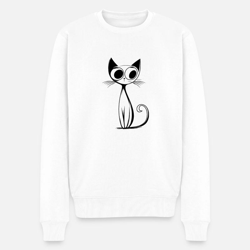 RetroCat Noir - Männer Premium Bio Pullover - Weiß