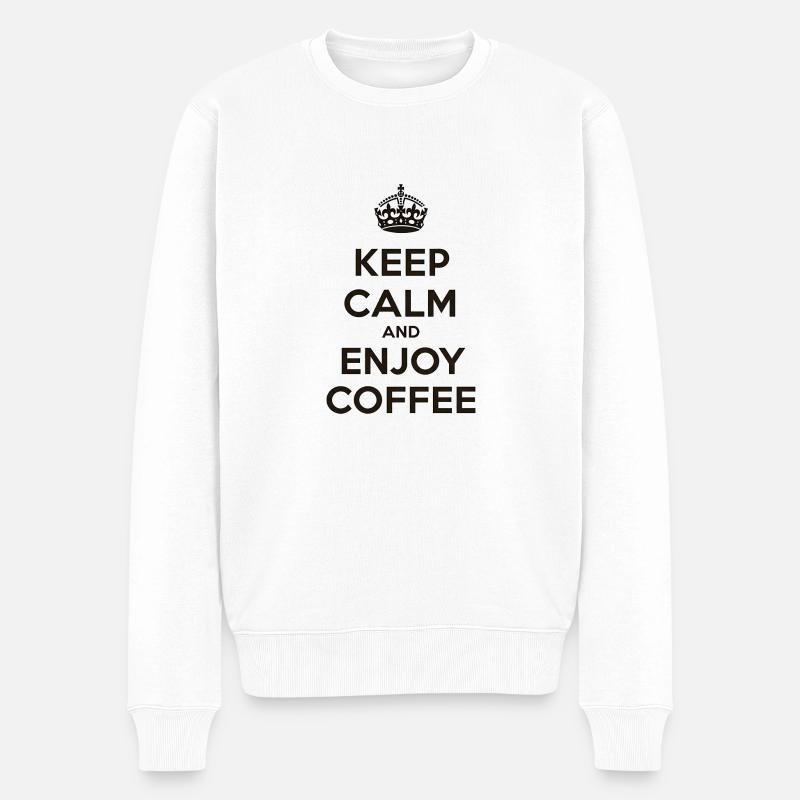 Keep Calm & Enjoy Coffee - Pull Premium bio Homme - blanc