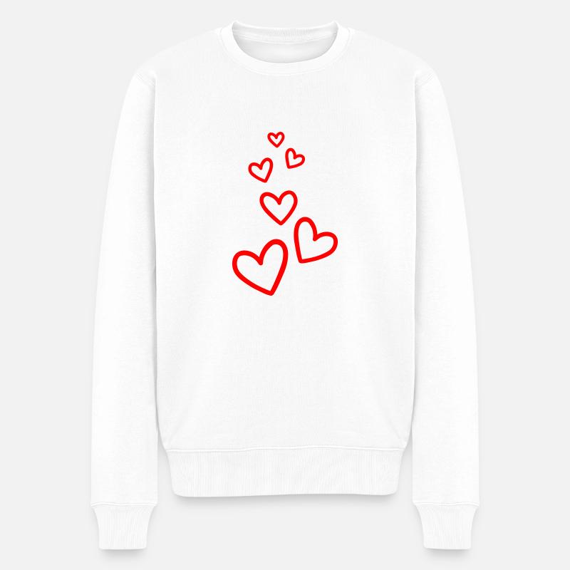 Herzen Liebe - Männer Premium Bio Pullover - Weiß
