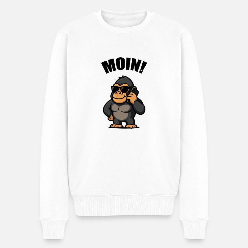 gorilla handy moin - Männer Premium Bio Pullover - Weiß