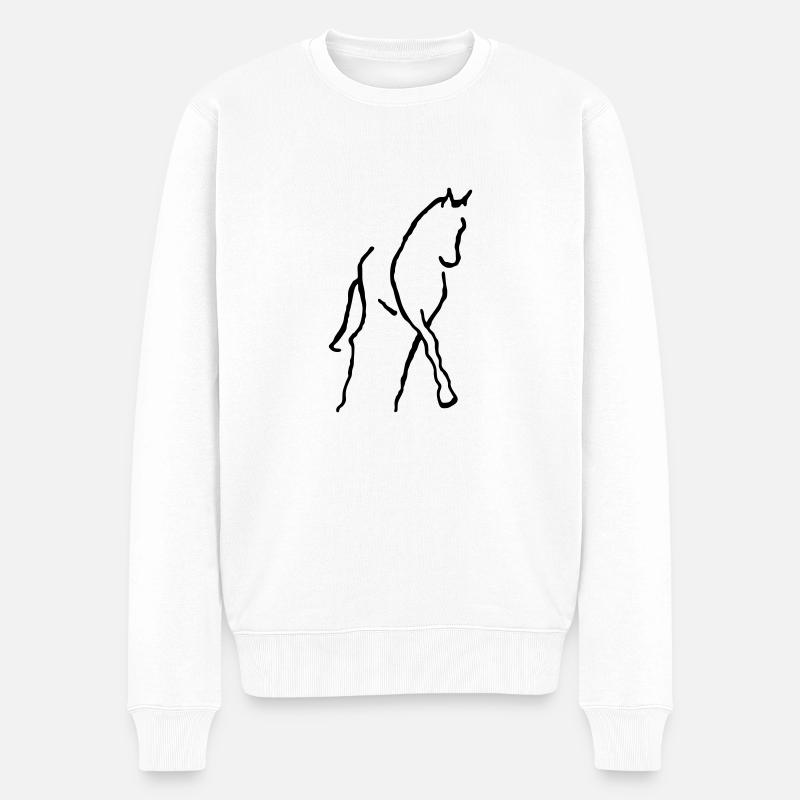 pferdbrush - Männer Premium Bio Pullover - Weiß