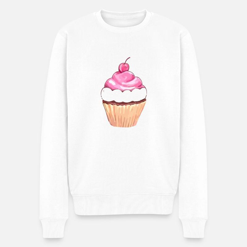 Cupcake Love Kirsche - Männer Premium Bio Pullover - Weiß