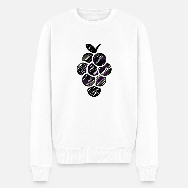 illustrierte Trauben - Männer Premium Bio Pullover - Weiß