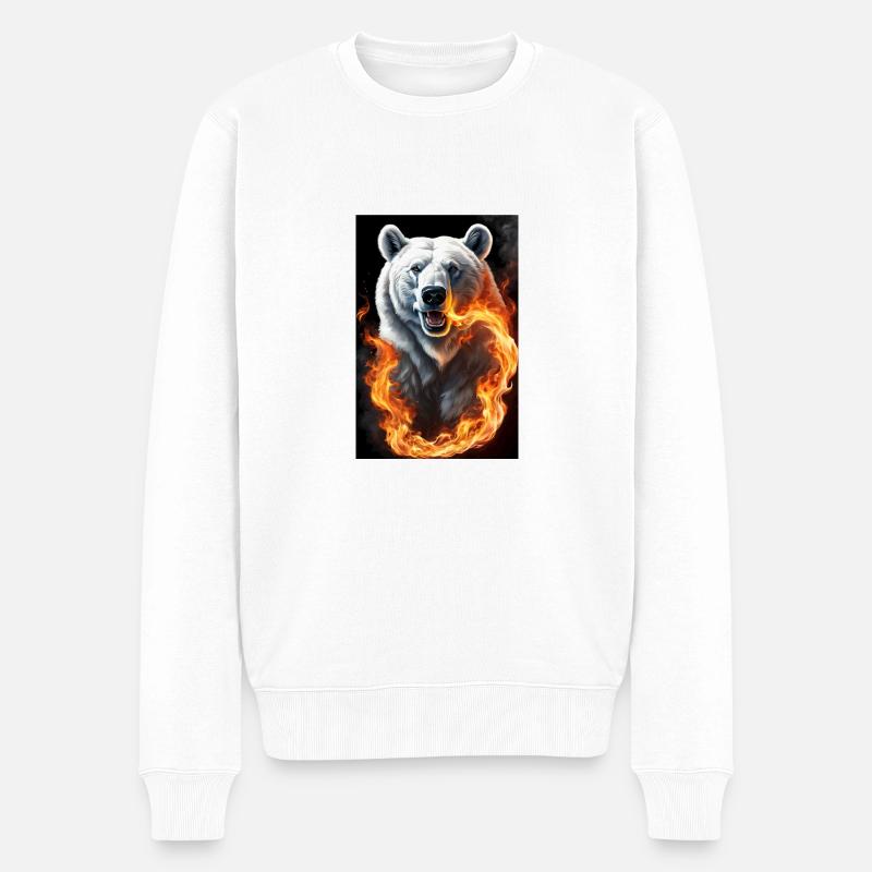 White Animal Feuerbär - Männer Premium Bio Pullover - Weiß