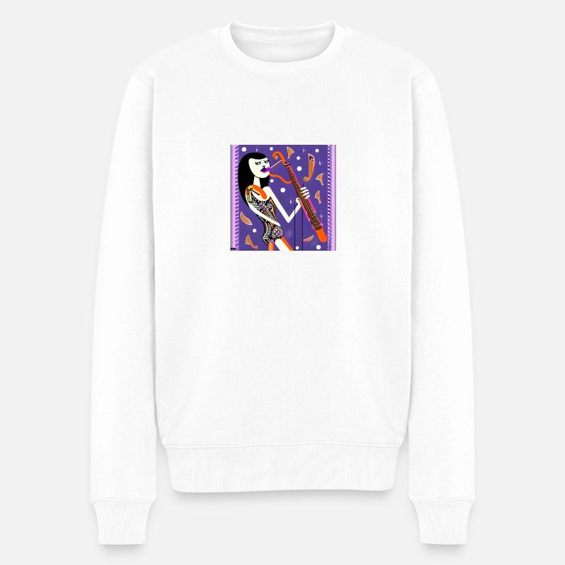 Musik Mädchen - Männer Premium Bio Pullover - Weiß