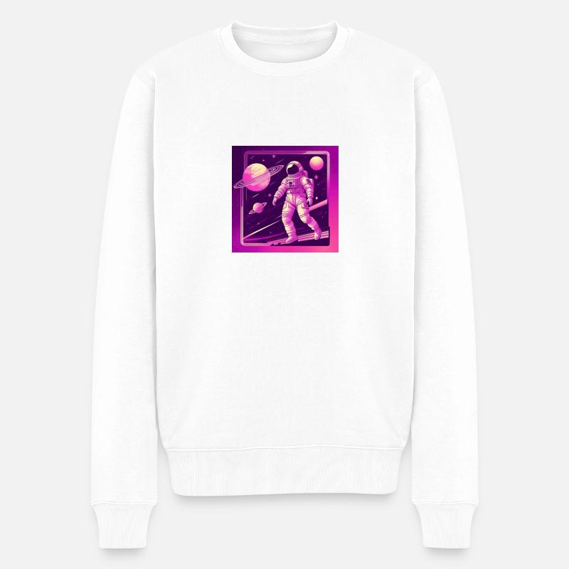 Dancing in Space - Männer Premium Bio Pullover - Weiß