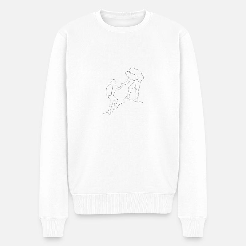 Wandern Berge gezeichnet - Männer Premium Bio Pullover - Weiß
