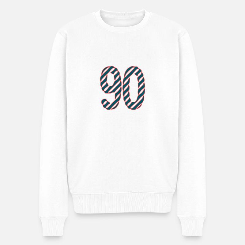 90. 90 ANS. 90e ANNIVERSAIRE. ANNIVERSAIRE 90 ANS. - Pull Premium bio Homme - blanc