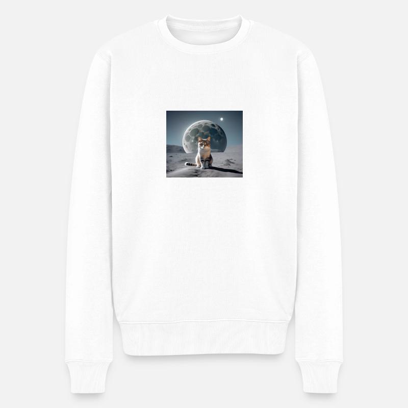 Chat sur la lune - Pull Premium bio Homme - blanc