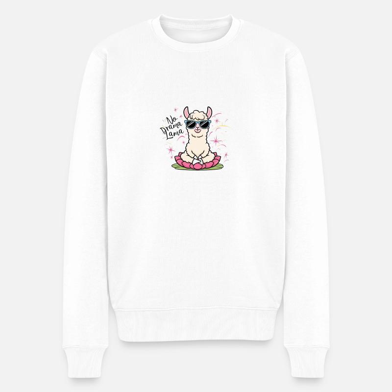 No Drama Lama - Männer Premium Bio Pullover - Weiß