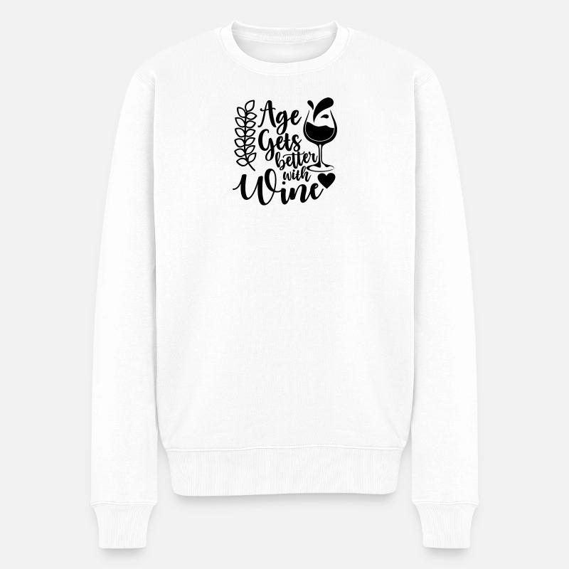 Age Gets Better With Wine Spruch - Männer Premium Bio Pullover - Weiß