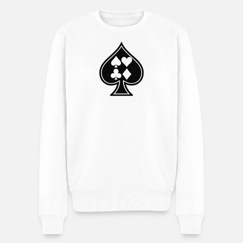 Vier im Pik-Ass - Männer Premium Bio Pullover - Weiß