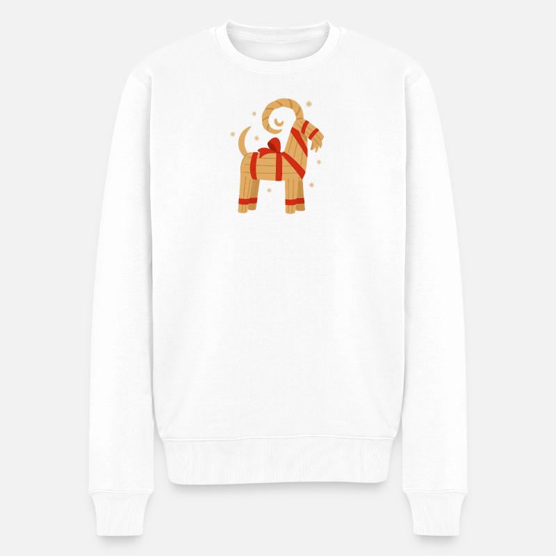 Julbock – Chèvre de Noël suédoise - Pull Premium bio Homme - blanc
