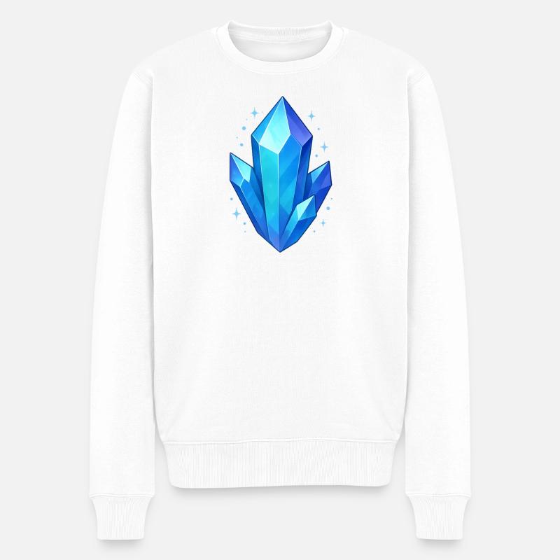 Blaues Kristallcluster - Männer Premium Bio Pullover - Weiß
