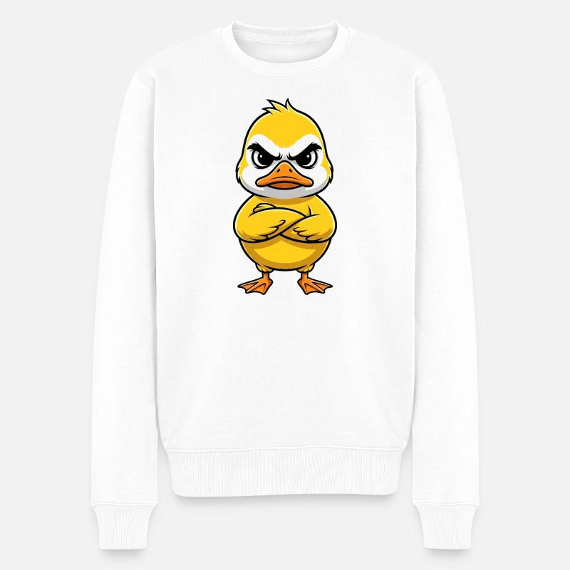 Grumpy Duck Cartoon Annoyed Grumpy Sour - Men's Premium Organic Jumper - white