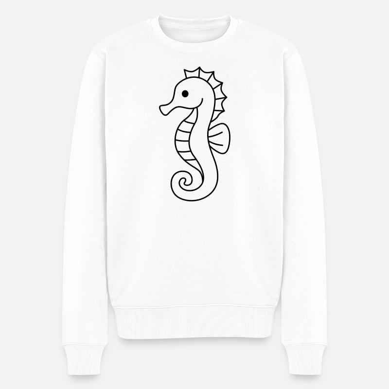Seepferdchen - Männer Premium Bio Pullover - Weiß