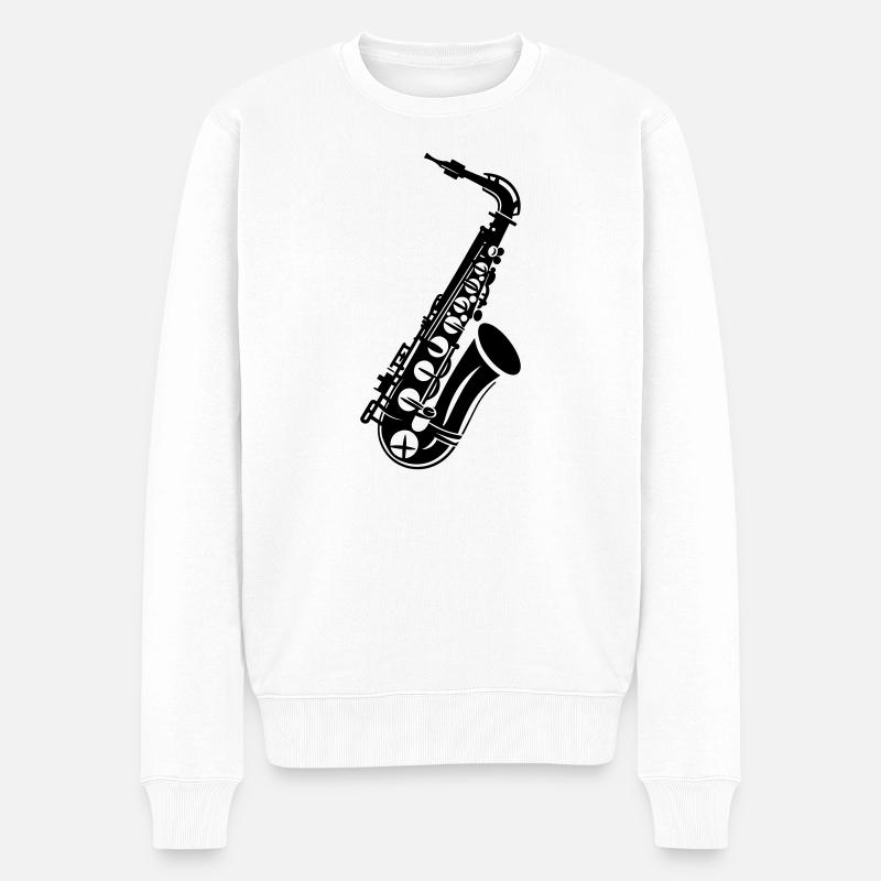 saxophone - Pull Premium bio Homme - blanc