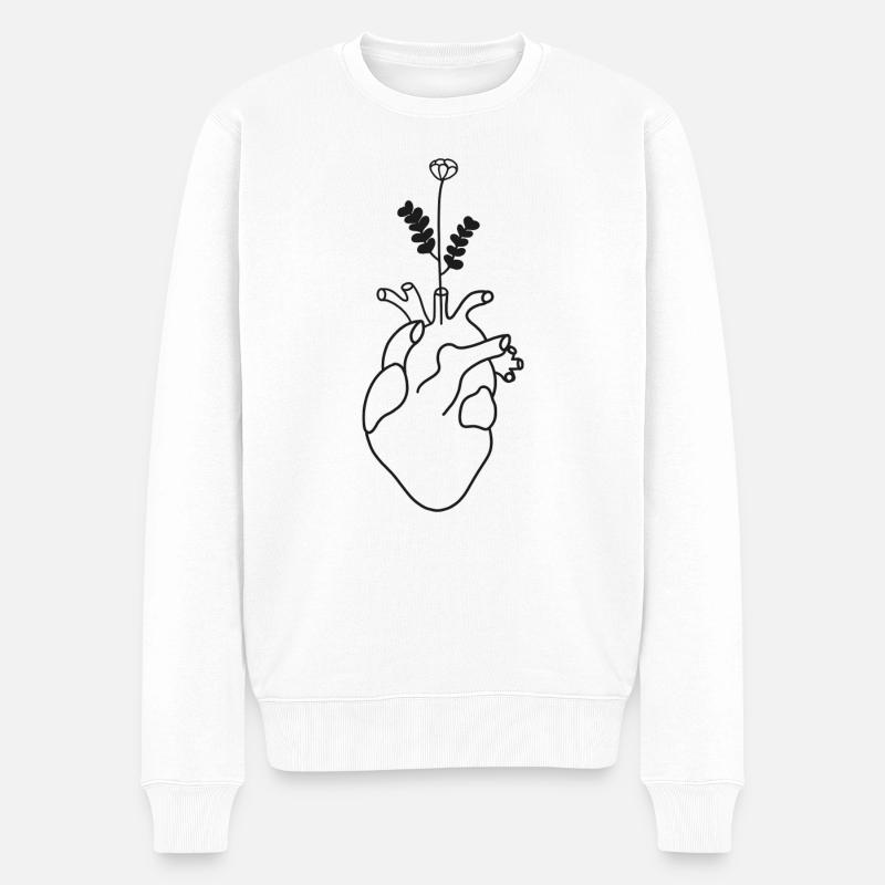 Cœur anatomique avec fleur - Pull Premium bio Homme - blanc