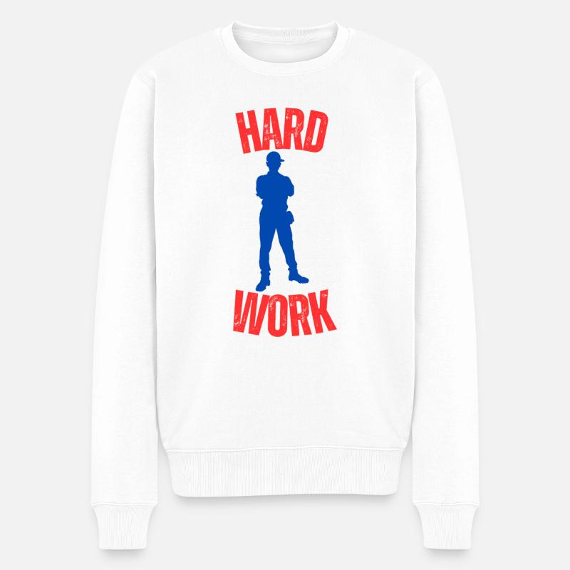 Travail acharné - Pull Premium bio Homme - blanc
