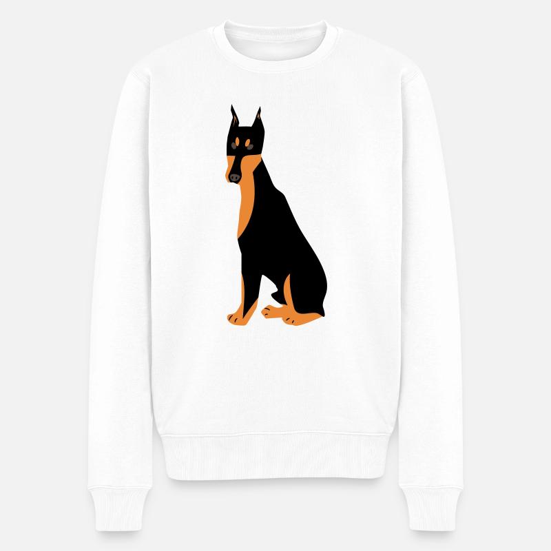 Dobermann Hund - Männer Premium Bio Pullover - Weiß