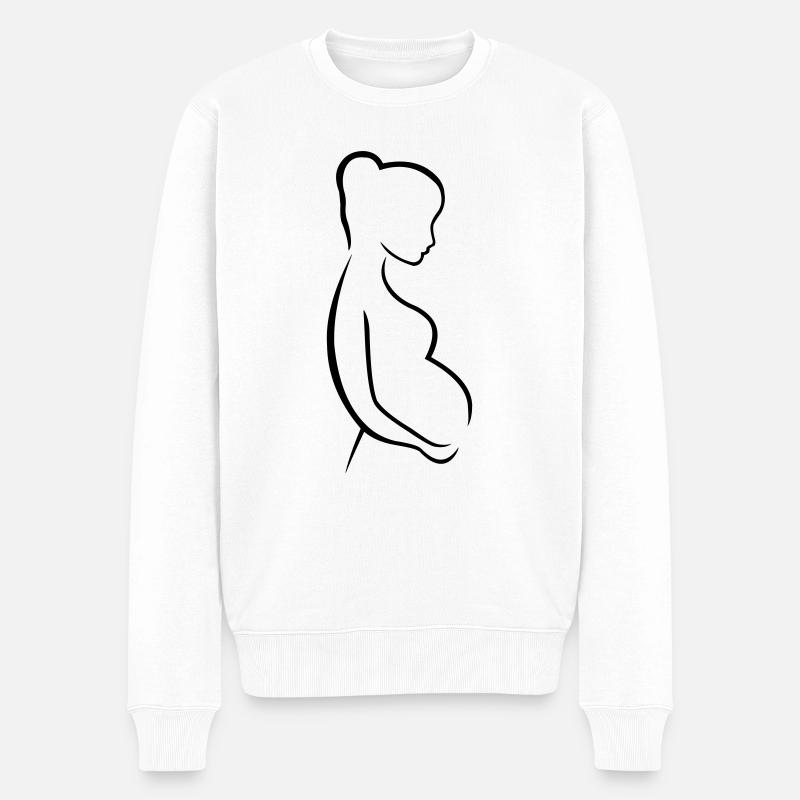 Schwangere outline - Männer Premium Bio Pullover - Weiß