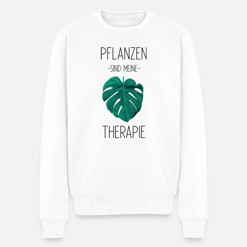 Pflanzen sind meine Therapie - Männer Premium Bio Pullover - Weiß