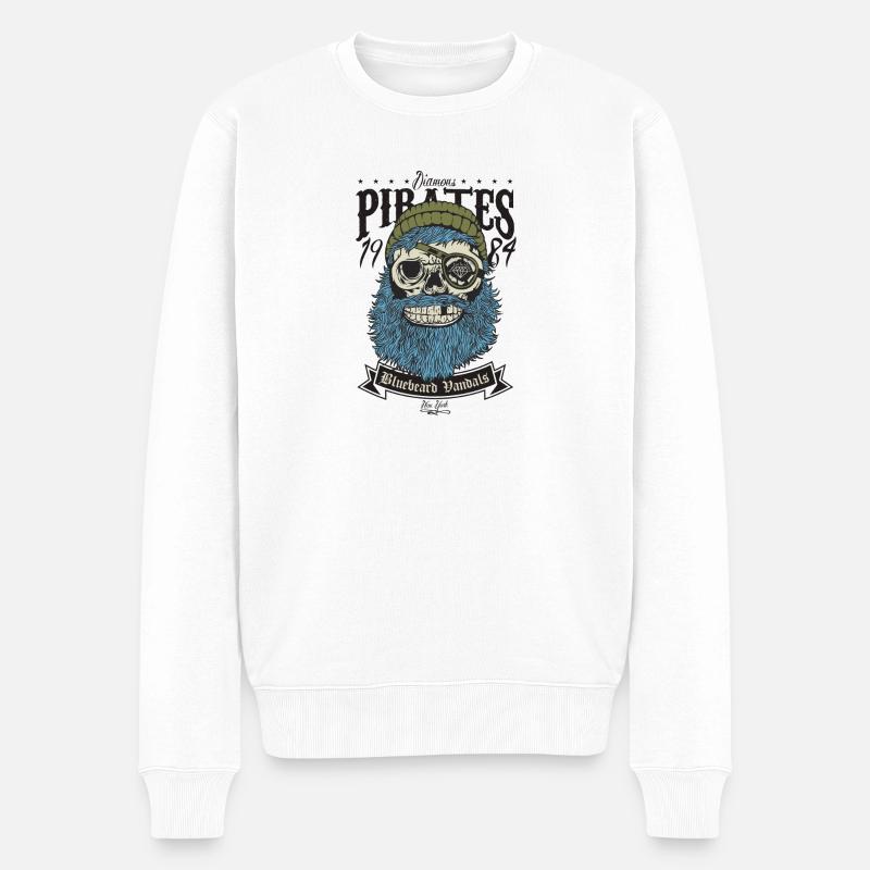 Piratenschädel - Männer Premium Bio Pullover - Weiß