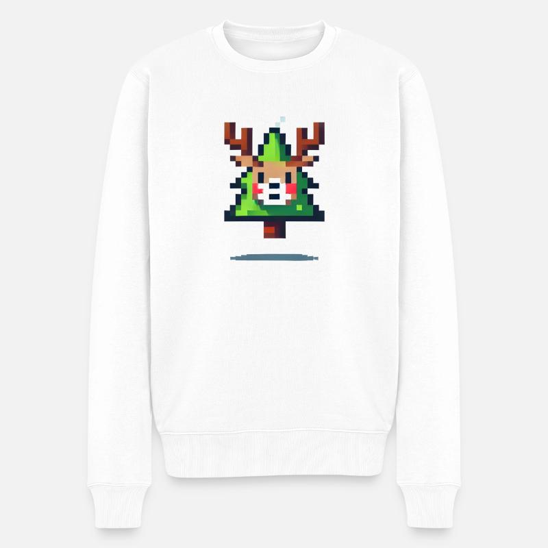 Weihnachtsrentierkopf - Männer Premium Bio Pullover - Weiß