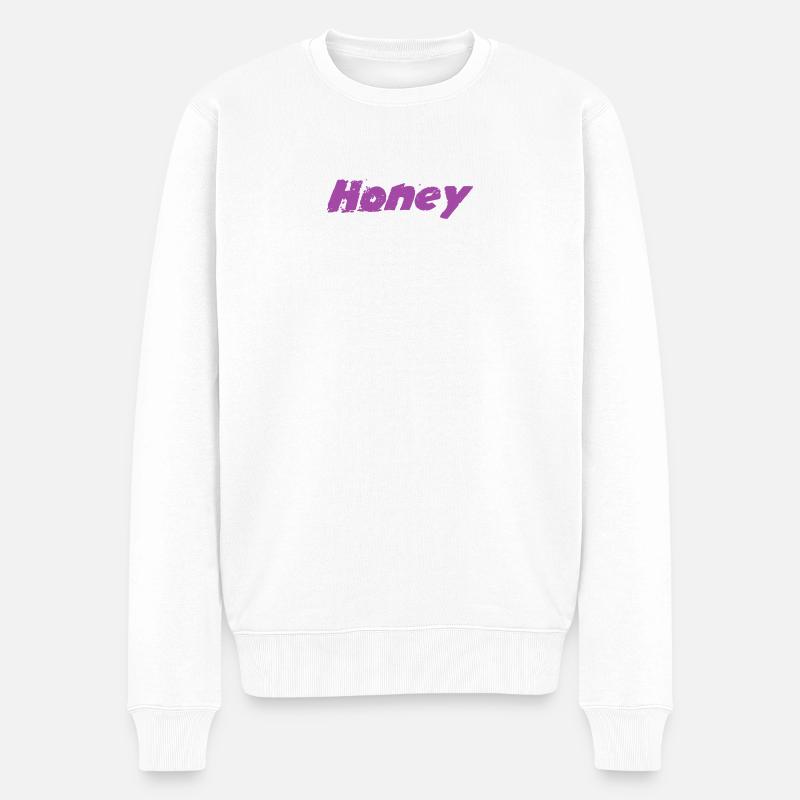 Honey Lebendige Honigbienenschwarm Illustration - Männer Premium Bio Pullover - Weiß