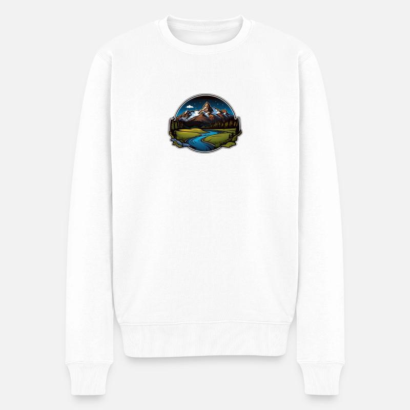 Schweizer Berge - Männer Premium Bio Pullover - Weiß