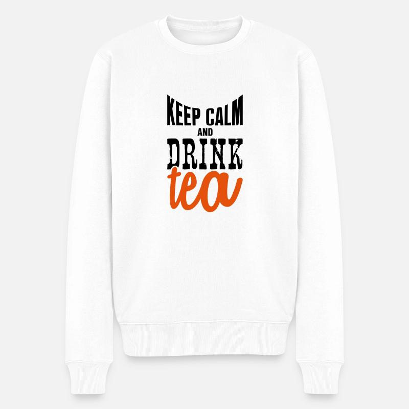 keep calm and drink tea - Männer Premium Bio Pullover - Weiß
