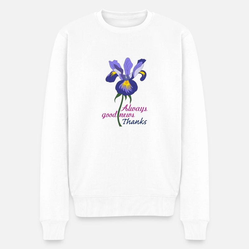 Englische Iris - Männer Premium Bio Pullover - Weiß