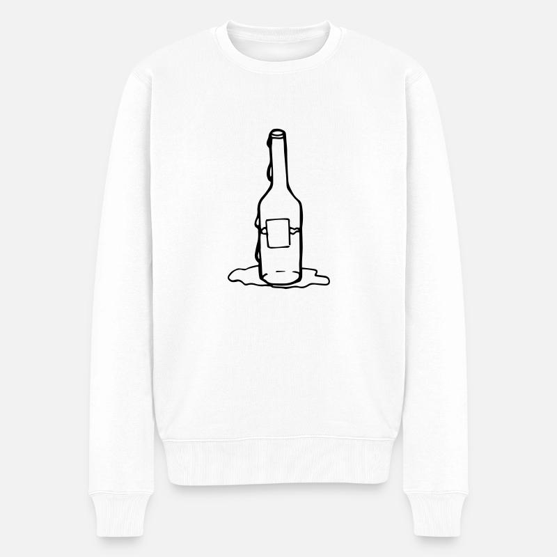 Flasche, Weinfalsche, Bar - Männer Premium Bio Pullover - Weiß