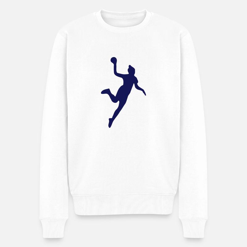 Silhouette Handball - Männer Premium Bio Pullover - Weiß