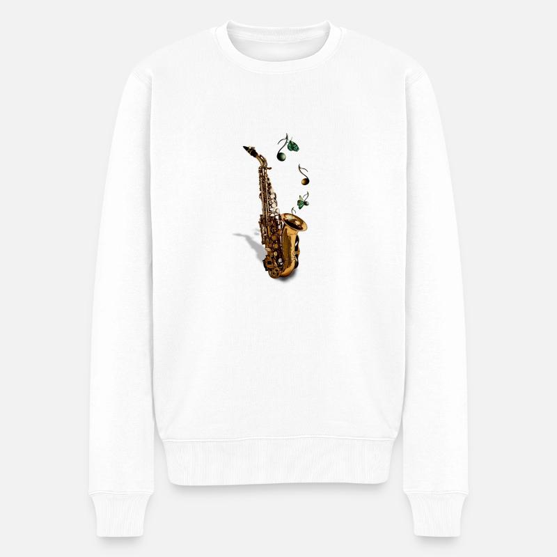 Saxophone - Pull Premium bio Homme - blanc