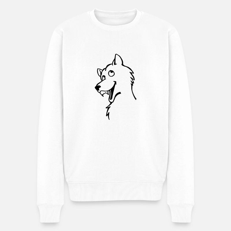 Wolf - Männer Premium Bio Pullover - Weiß