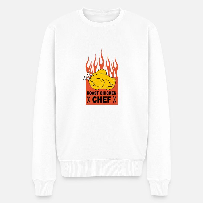 roast chicken chef - Männer Premium Bio Pullover - Weiß