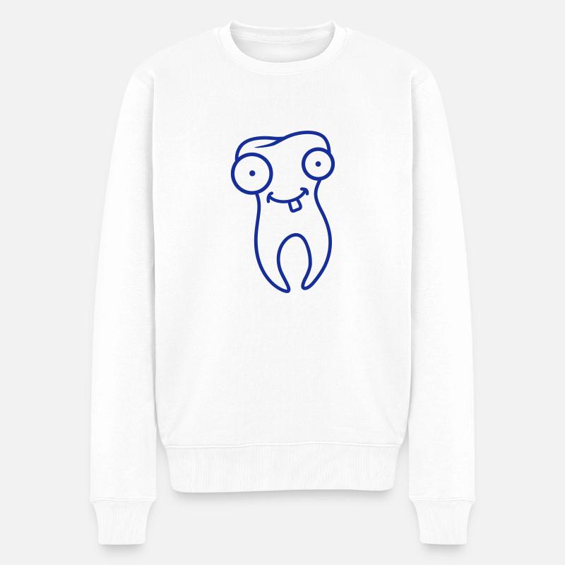 Cartoon Tooth - Männer Premium Bio Pullover - Weiß