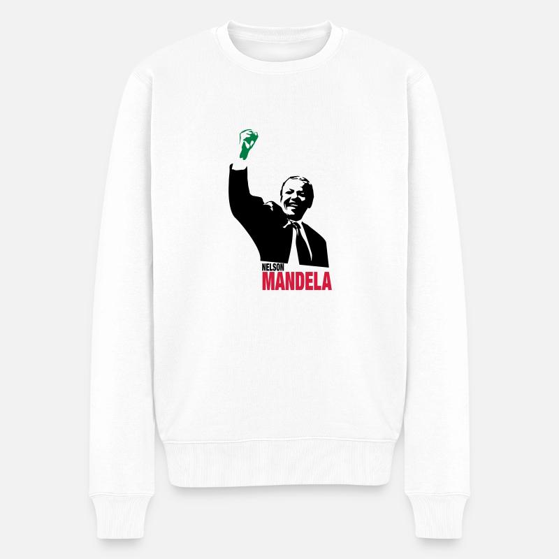 Nelson Mandela - Männer Premium Bio Pullover - Weiß