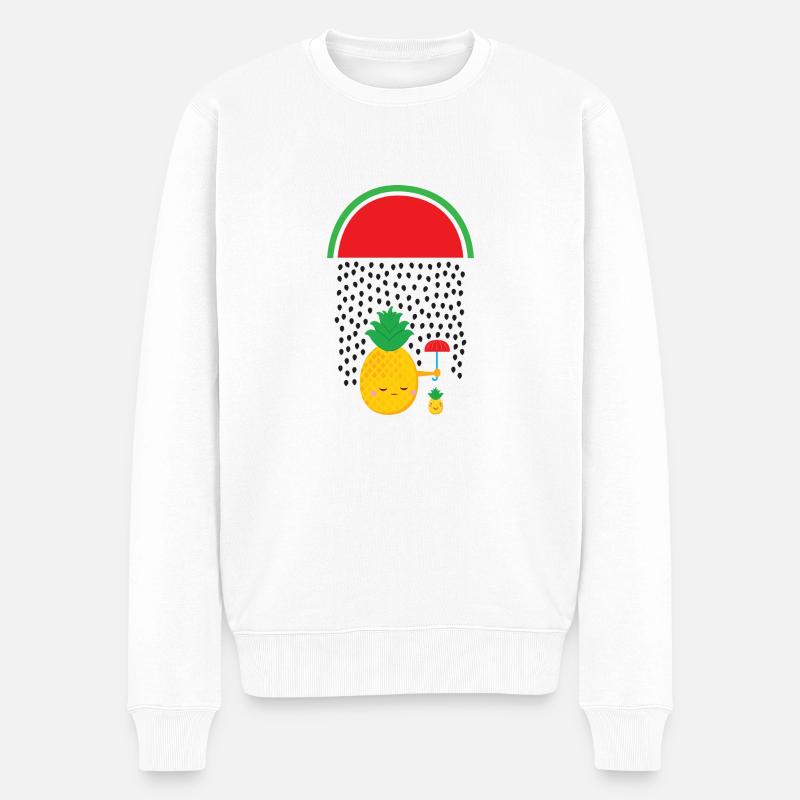 Pineapple Melon Rain - Männer Premium Bio Pullover - Weiß