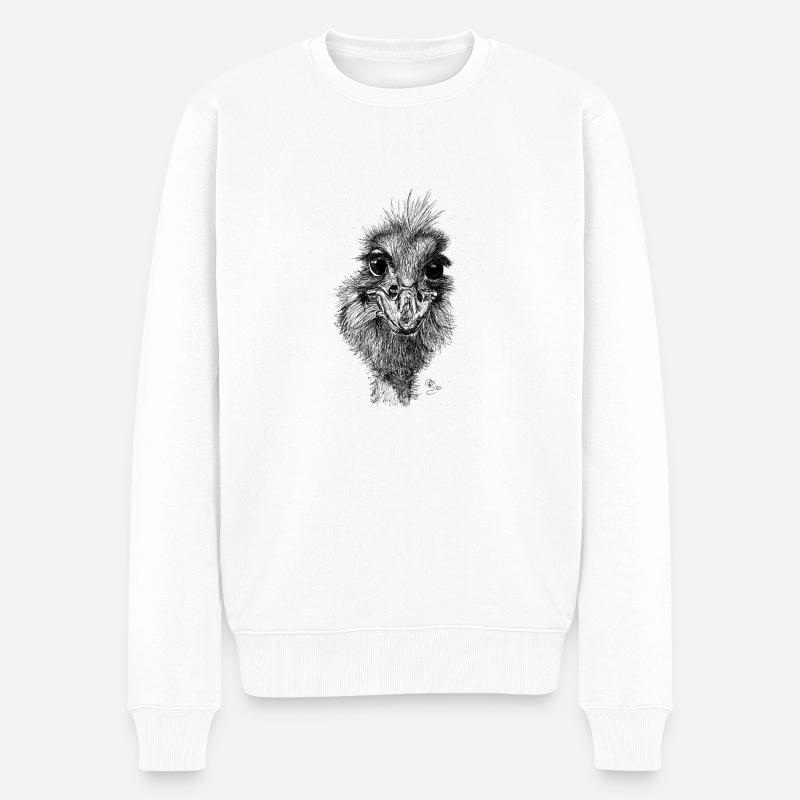 Glücklicher Strauß - Männer Premium Bio Pullover - Weiß