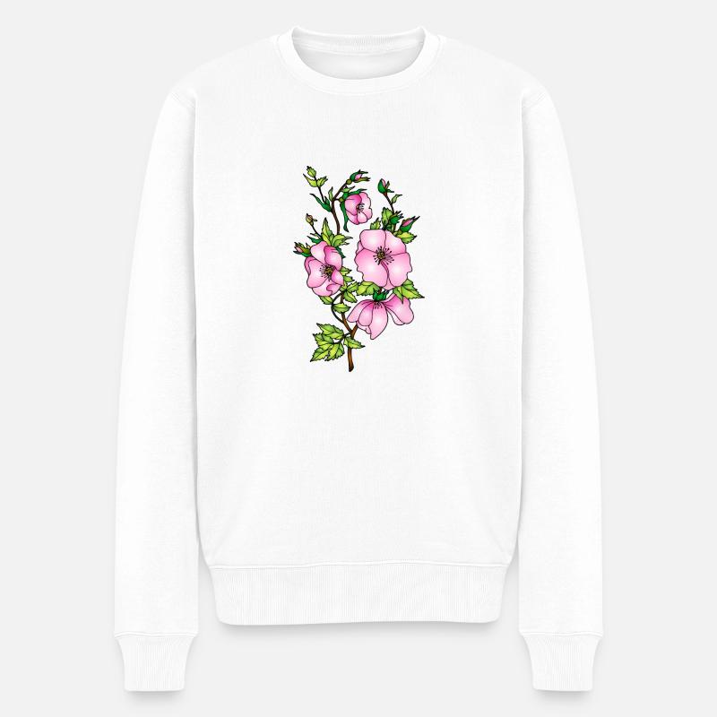 Blumen - Männer Premium Bio Pullover - Weiß
