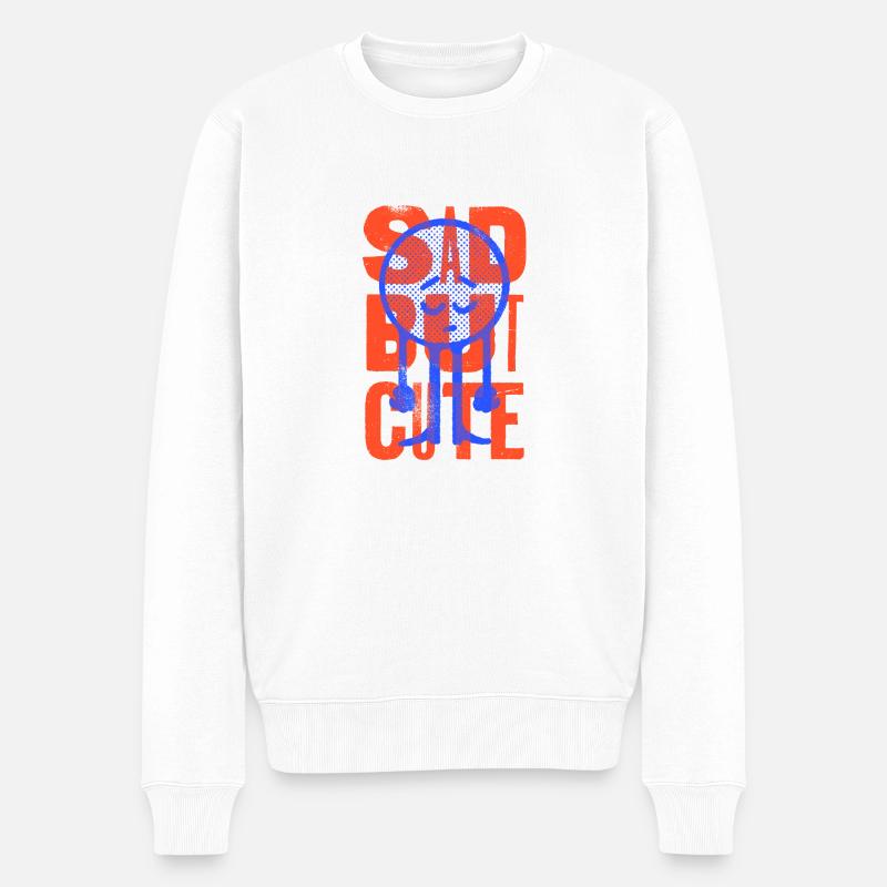 Triste mais mignon, drôle rétro - Pull Premium bio Homme - blanc
